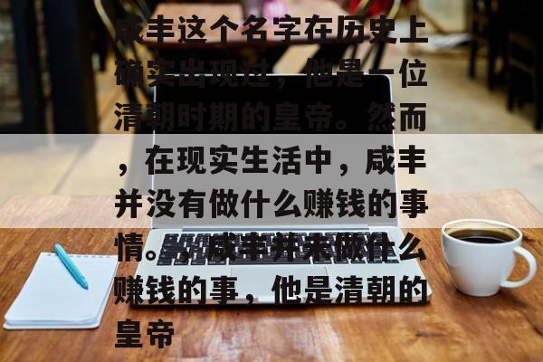 咸丰这个名字在历史上确实出现过，他是一位清朝时期的皇帝。然而，在现实生活中，咸丰并没有做什么赚钱的事情。，咸丰并未做什么赚钱的事，他是清朝的皇帝