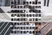 欧洲是全球最大的经济体之一,拥有丰富多样的商业机会。在这样的市场环境下,哪些行业或产品可能会吸引投资者的眼球呢?以下是一些可能的选项。,欧洲市场的潜在投资机会,哪些行业或产品最受欢迎? 欧洲是全球最大的经济体之一,拥有丰富多样的商业机会。在这样的市场环境下,哪些行业或产品可能会吸引投资者的眼球呢?以下是一些可能的选项。,欧洲市场的潜在投资机会,哪些行业或产品最受欢迎?