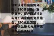 SEO设计方案案例分析，SEO方案设计案例分析，提升网站排名与用户满意度的完美结合，SEO设计方案，提升网站排名与用户满意度的完美结合