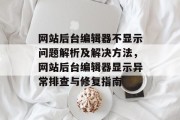 网站后台编辑器不显示问题解析及解决方法，网站后台编辑器显示异常排查与修复指南