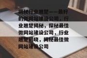 揭秘行业翘楚——最好的微网站建设公司，行业翘楚揭秘，探秘最佳微网站建设公司，行业翘楚揭晓，揭秘最佳微网站建设公司