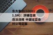 东方集团(600811.SH):涉嫌信披违法违规 中国证监会对公司立案 东方集团(600811.SH):涉嫌信披违法违规 中国证监会对公司立案