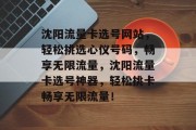 沈阳流量卡选号网站，轻松挑选心仪号码，畅享无限流量，沈阳流量卡选号神器，轻松挑卡畅享无限流量！