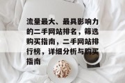 流量最大、最具影响力的二手网站排名,筛选购买指南,二手网站排行榜,详细分析与购买指南 流量最大、最具影响力的二手网站排名,筛选购买指南,二手网站排行榜,详细分析与购买指南
