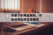 夜幕下的黄金商机,今晚如何选择生意赚钱 夜幕下的黄金商机,今晚如何选择生意赚钱