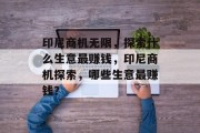 印尼商机无限,探索什么生意最赚钱,印尼商机探索,哪些生意最赚钱?