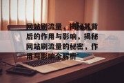 网站刷流量，揭秘其背后的作用与影响，揭秘网站刷流量的秘密，作用与影响全解析