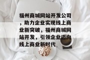 福州商城网站开发公司，助力企业实现线上商业新突破，福州商城网站开发，引领企业迈向线上商业新时代