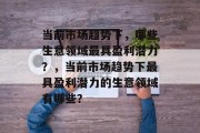 当前市场趋势下,哪些生意领域最具盈利潜力?,当前市场趋势下最具盈利潜力的生意领域有哪些?