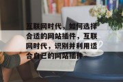 互联网时代,如何选择合适的网站插件,互联网时代,识别并利用适合自己的网站插件 互联网时代,如何选择合适的网站插件,互联网时代,识别并利用适合自己的网站插件