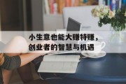 小生意也能大赚特赚,创业者的智慧与机遇 小生意也能大赚特赚,创业者的智慧与机遇
