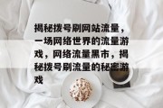 揭秘拨号刷网站流量，一场网络世界的流量游戏，网络流量黑市，揭秘拨号刷流量的秘密游戏