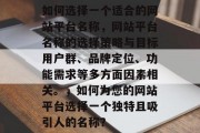 如何选择一个适合的网站平台名称，网站平台名称的选择策略与目标用户群、品牌定位、功能需求等多方面因素相关。，如何为您的网站平台选择一个独特且吸引人的名称？