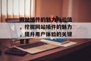 网站插件的魅力与价值，挖掘网站插件的魅力，提升用户体验的关键要素