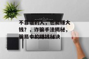 不靠谱的人,也能赚大钱?,诈骗手法揭秘,骗局中的赚钱秘诀