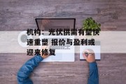 机构:光伏供需有望快速重塑 报价与盈利或迎来修复 机构:光伏供需有望快速重塑 报价与盈利或迎来修复