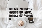 做什么泥巴最赚钱?,挖掘泥巴赚钱的秘密,打造高品质的产品和服务 做什么泥巴最赚钱?,挖掘泥巴赚钱的秘密,打造高品质的产品和服务