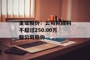 金证股份:公司拟回购不超过250.00万股公司股份 金证股份:公司拟回购不超过250.00万股公司股份