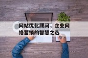 网站优化顾问,企业网络营销的智慧之选 网站优化顾问,企业网络营销的智慧之选