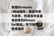 掌握Elementor网站插件,提高效率与创意,构建高效且富有创意的Elementor网站,学习如何使用插件 掌握Elementor网站插件,提高效率与创意,构建高效且富有创意的Elementor网站,学习如何使用插件