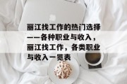 丽江找工作的热门选择——各种职业与收入,丽江找工作,各类职业与收入一览表 丽江找工作的热门选择——各种职业与收入,丽江找工作,各类职业与收入一览表