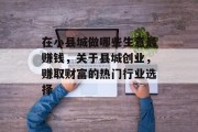 在小县城做哪些生意最赚钱,关于县城创业,赚取财富的热门行业选择