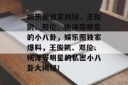 娱乐圈独家揭秘，王俊凯、邓伦、杨洋等明星的小八卦，娱乐圈独家爆料，王俊凯、邓伦、杨洋等明星的私密小八卦大揭秘！
