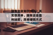 国有企业如何赚钱?其实很简单,国有企业盈利秘密,简单赚钱方式揭示 国有企业如何赚钱?其实很简单,国有企业盈利秘密,简单赚钱方式揭示