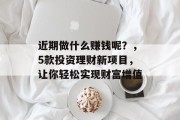 近期做什么赚钱呢?,5款投资理财新项目,让你轻松实现财富增值 近期做什么赚钱呢?,5款投资理财新项目,让你轻松实现财富增值