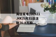 海信家电(00921.HK)5月31日注销76.8万股 海信家电(00921.HK)5月31日注销76.8万股