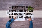 小本投资，大收益——探索可以赚钱的小生意，小本投资，大收益，探索小本生意的赚钱之道