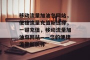 移动流量加油包网站，便捷流量充值新选择，一键充值，移动流量加油包网站——您的便捷流量新伙伴