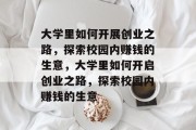 大学里如何开展创业之路,探索校园内赚钱的生意,大学里如何开启创业之路,探索校园内赚钱的生意