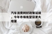 汽车消费利好政策延续，今年市场有望获更大增量