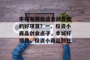 丰城有哪些适合创业者的好项目?一、投资小商品创业点子,丰城好项目,投资小商品创业 丰城有哪些适合创业者的好项目?一、投资小商品创业点子,丰城好项目,投资小商品创业
