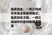 临武创业,一到三线城市开启全新盈利模式,临武创业之路,一到三线城市的盈利新模式探索 临武创业,一到三线城市开启全新盈利模式,临武创业之路,一到三线城市的盈利新模式探索