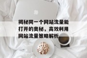 揭秘同一个网站流量能打开的奥秘,高效利用网站流量策略解析 揭秘同一个网站流量能打开的奥秘,高效利用网站流量策略解析