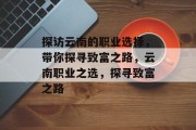 探访云南的职业选择,带你探寻致富之路,云南职业之选,探寻致富之路 探访云南的职业选择,带你探寻致富之路,云南职业之选,探寻致富之路