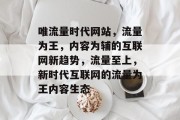 唯流量时代网站，流量为王，内容为辅的互联网新趋势，流量至上，新时代互联网的流量为王内容生态