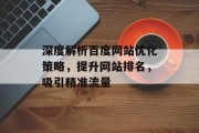 深度解析百度网站优化策略,提升网站排名,吸引精准流量 深度解析百度网站优化策略,提升网站排名,吸引精准流量