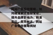 网站广告投放策略，如何精准触达目标受众，提升品牌影响力，精准定位，高效触达，网站广告投放策略揭秘