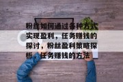粉丝如何通过各种方式实现盈利,任务赚钱的探讨,粉丝盈利策略探析,任务赚钱的方法 粉丝如何通过各种方式实现盈利,任务赚钱的探讨,粉丝盈利策略探析,任务赚钱的方法