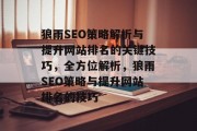 狼雨SEO策略解析与提升网站排名的关键技巧，全方位解析，狼雨SEO策略与提升网站排名的技巧