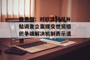 商务部:对欧盟将反补贴调查立案提交世贸组织争端解决机制表示遗憾 商务部:对欧盟将反补贴调查立案提交世贸组织争端解决机制表示遗憾
