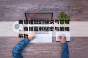 商铺赚钱的秘诀与策略,商铺盈利秘密与策略解析 商铺赚钱的秘诀与策略,商铺盈利秘密与策略解析