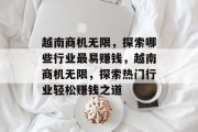 越南商机无限,探索哪些行业最易赚钱,越南商机无限,探索热门行业轻松赚钱之道