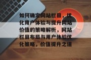 如何确定网站栏目，优化用户体验与提升网站价值的策略解析，网站栏目布局与用户体验优化策略，价值提升之道