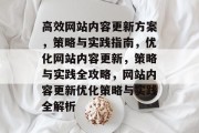 高效网站内容更新方案，策略与实践指南，优化网站内容更新，策略与实践全攻略，网站内容更新优化策略与实践全解析