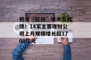 初步“扛住”债市负反馈！14家主要理财公司上月规模增长超1700亿元
