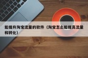 能提升淘宝流量的软件（淘宝怎么能提高流量和转化）